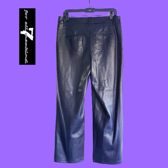 7 For All Mankind NEW Parisian Chic Coated Faux Leather Wide Crop Leg Pant L - Picture 7 of 11